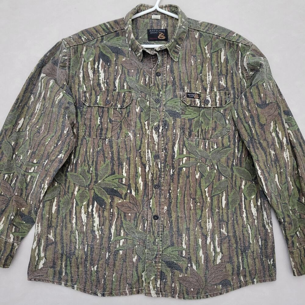 Vintage 90s Rattlers Brand Realtree Camo Button Up Shirt Mens L